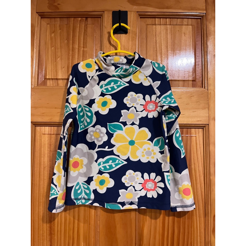 Mini Boden Girls Rash Guard Swim Top 4-5Y Navy Blue Floral Long Sleeve UPF Shirt